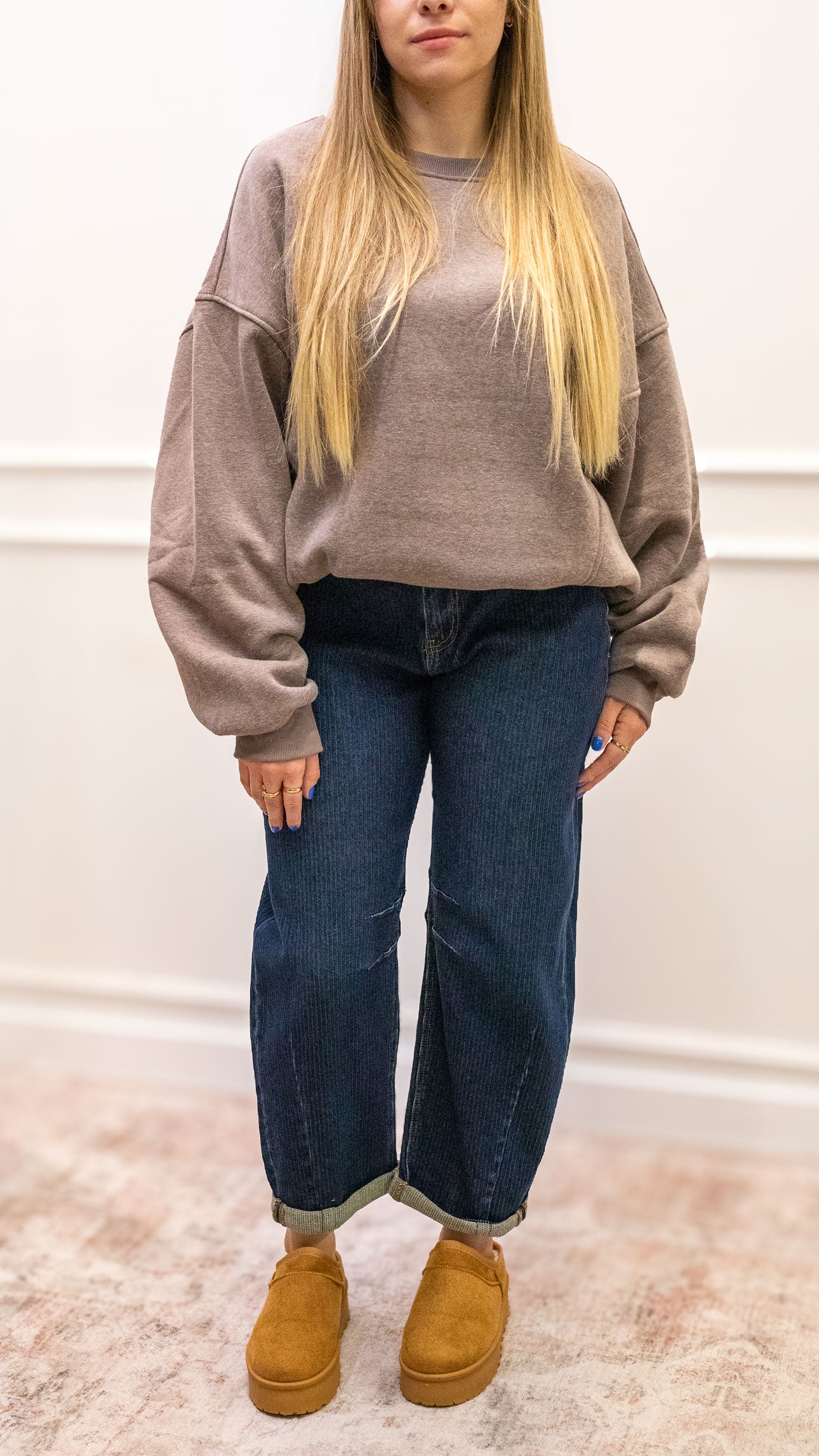 FAIRA CREW NECK SWEATER | TAUPE