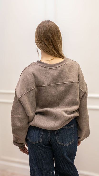 FAIRA CREW NECK SWEATER | TAUPE