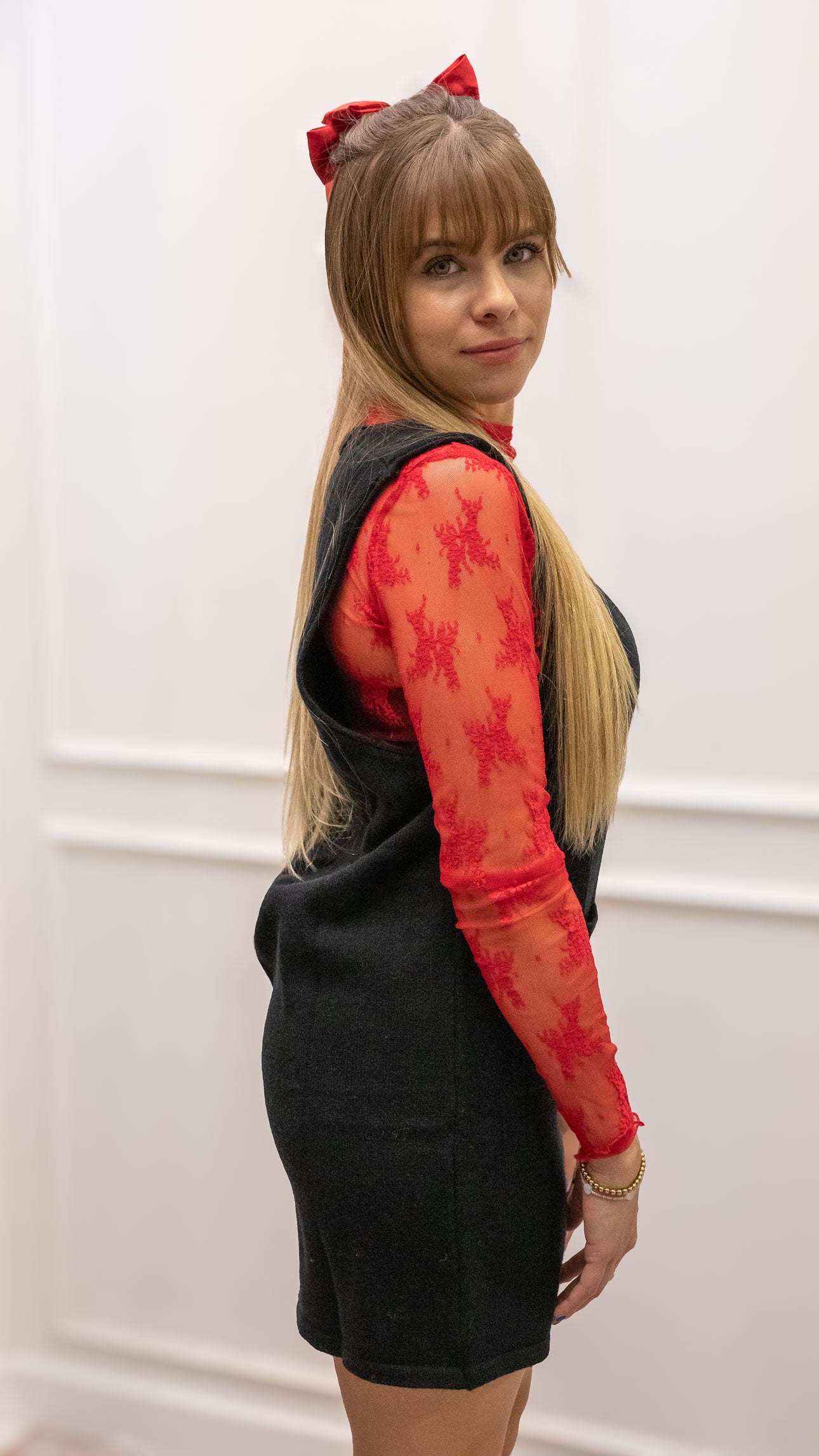 NEW GEORGINA PINAFORE KNIT DRESS (BLACK) | BEST SELLER