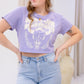 NEW CROPPED DREAMER LONGHORN GRAPHIC T-SHIRT (LAVENDER)