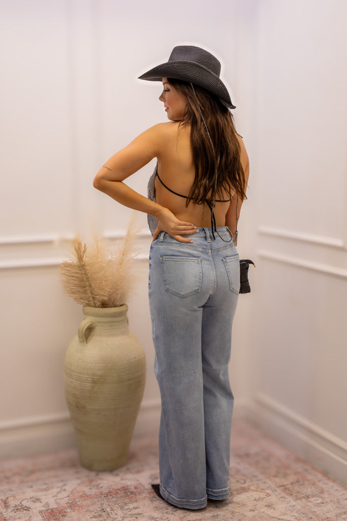 NEW ANDREA HIGH RISE WIDE LEG ADJUSTABLE WAIST JEANS (LIGHT)