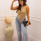 NEW TARA RHINESTINE HALTER TANK (GOLD)