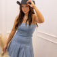 NEW MAIA DENIM STRAPLESS DRESS (MEDIUM WASH)