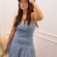 NEW MAIA DENIM STRAPLESS DRESS (MEDIUM WASH)