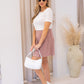 NEW DELILAH PLEATED CORDUROY MINI SKIRT (BLUSH)