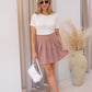 NEW DELILAH PLEATED CORDUROY MINI SKIRT (BLUSH)