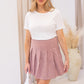 NEW DELILAH PLEATED CORDUROY MINI SKIRT (BLUSH)