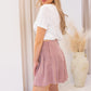 NEW DELILAH PLEATED CORDUROY MINI SKIRT (BLUSH)