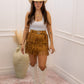 NEW NEVE FRINGE RHINESTONE BELTED SKIRT (BROWN)