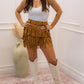 NEW NEVE FRINGE RHINESTONE BELTED SKIRT (BROWN)