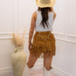 NEW NEVE FRINGE RHINESTONE BELTED SKIRT (BROWN)