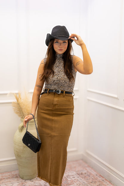 NEW AVA HIGHRISE MAXI SKIRT (TAUPE)