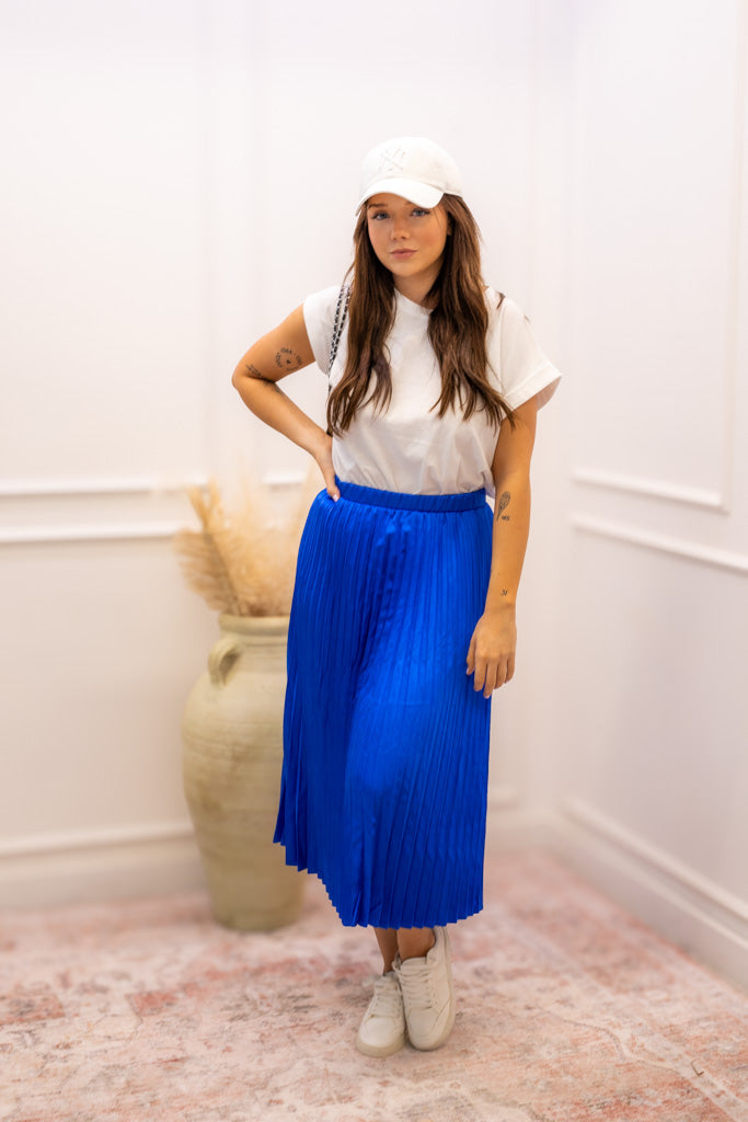 NEW SERENA PLEATED MIDI SKIRT (ROYAL BLUE)