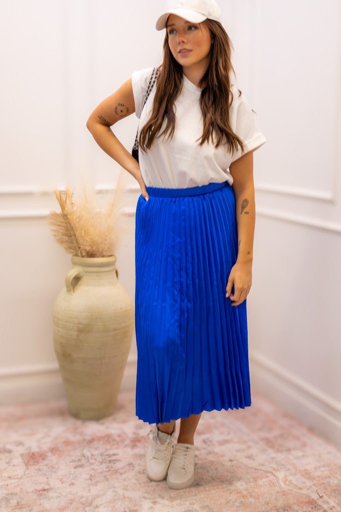 NEW SERENA PLEATED MIDI SKIRT (ROYAL BLUE)