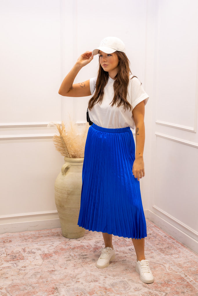 NEW SERENA PLEATED MIDI SKIRT (ROYAL BLUE)