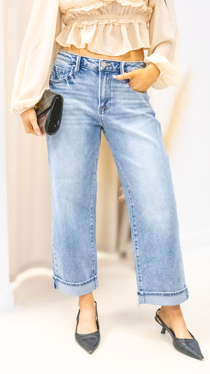 REMI HIGH RISE ANKLE BOYFRIEND TURN UP CUFFED JEANS