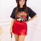 NEW RHODEO FRINGE MINI SKIRT (RED)