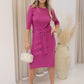 NEW ROWAN TIE SWEATER DRESS MIDI (MAGENTA)