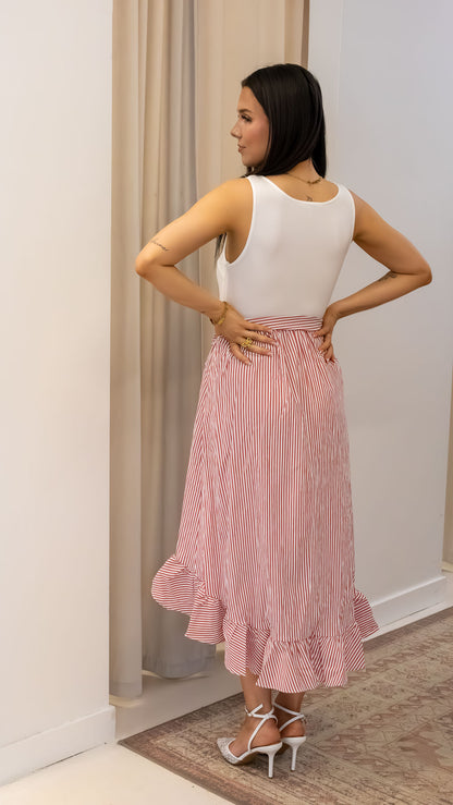 SLEEVELESS KNIT TOP STRIPED LONG DRESS
