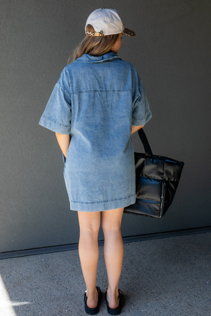 SOLEIL DENIM MINI DRESS