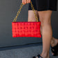 NEW BAYLA SOFT VEGAN LEATHER WOVEN WEAVED SHOULDER BAG (RED)