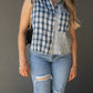 NEW RORY PLAID SLEEVELESS TOP (NAVY)