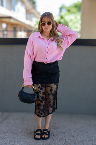 MILLIE LACE MIDI SKIRT (BLACK)