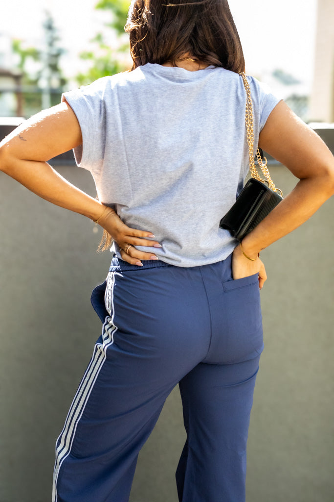 NEW CYRUS WIDE LEG TRACK PANT (BLUE)