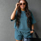 TALIN TWO PIECE SHORT SET (TEAL)