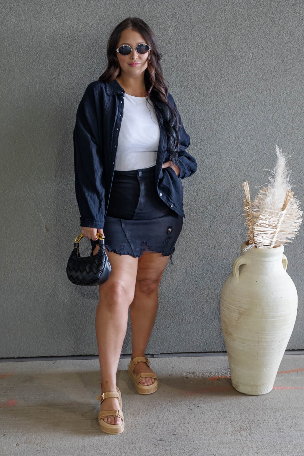DARIA BUTTON UP GAUZE SHIRT (BLACK) | BEST SELLER