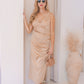 NEW SERENA SATIN SLEEVELESS V-NECK MIDI (CAMEL)