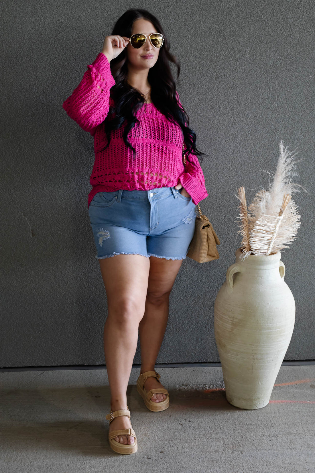NEW SUMMER CROCHET SWEATER (FUSHIA)