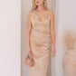 NEW SERENA SATIN SLEEVELESS V-NECK MIDI (CAMEL)
