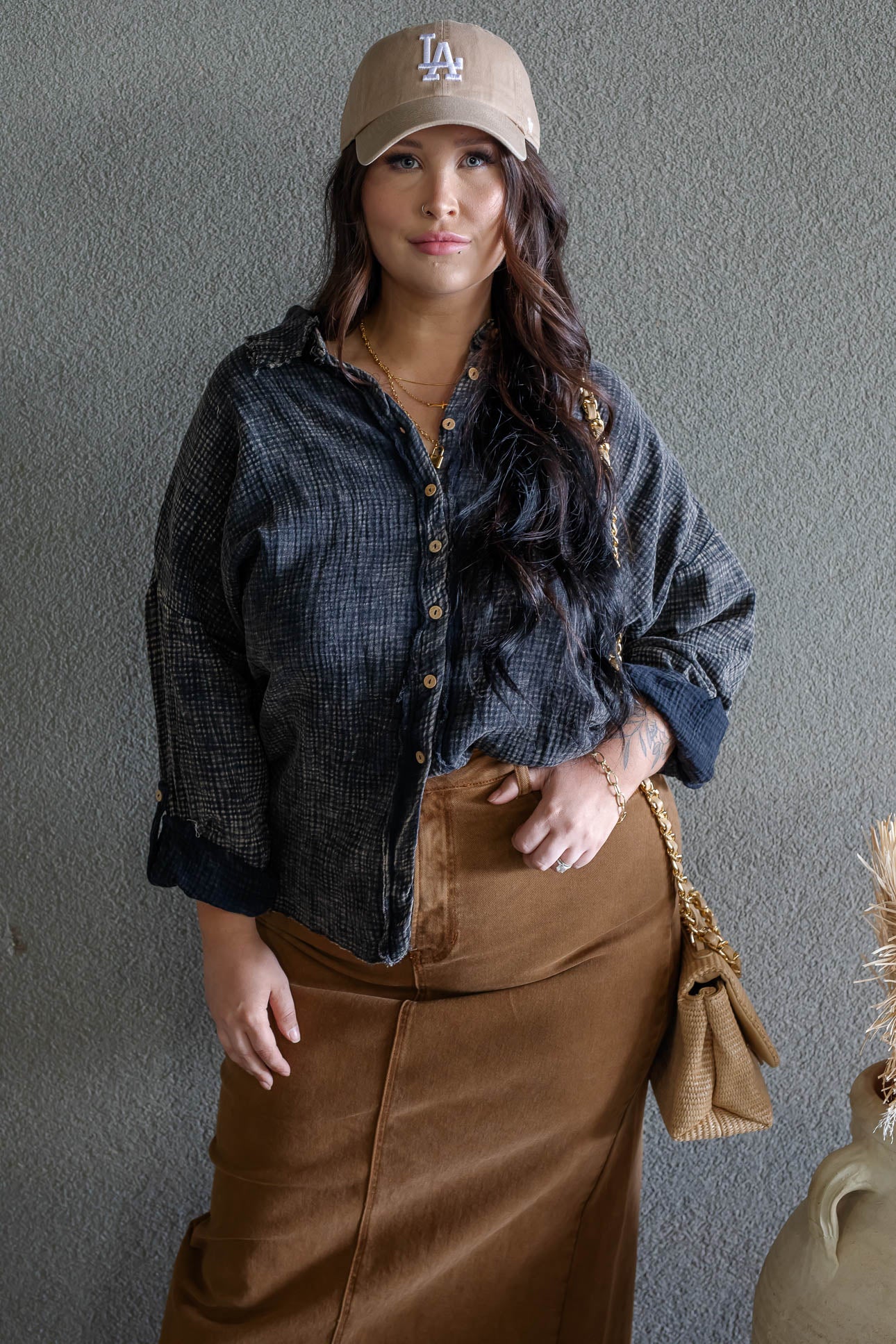 DAYTON BUTTON UP GAUZE SHIRT (ACID WASH)