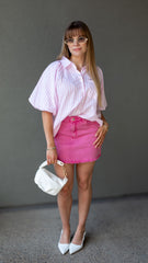 CARO STRIPED BLOUSE (PINK)