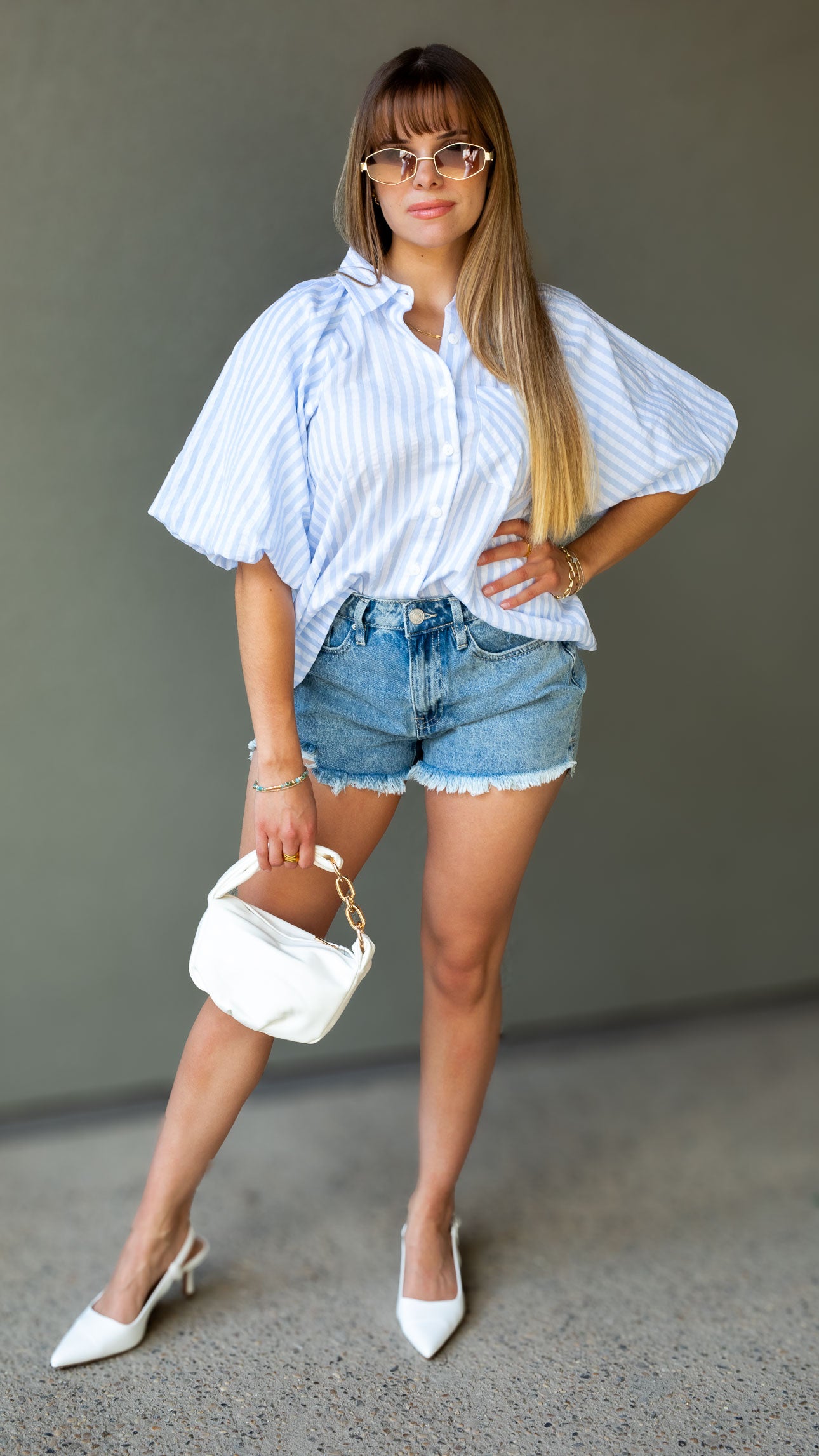 CARO STRIPED BLOUSE (BLUE)