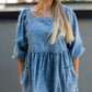 KORA DENIM BABYDOLL MINI DRESS