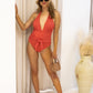 NEW ELLA WAIST TIE HALTER ONE PIECE SWIM WEAR (RED)