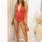 NEW ELLA WAIST TIE HALTER ONE PIECE SWIM WEAR (RED)