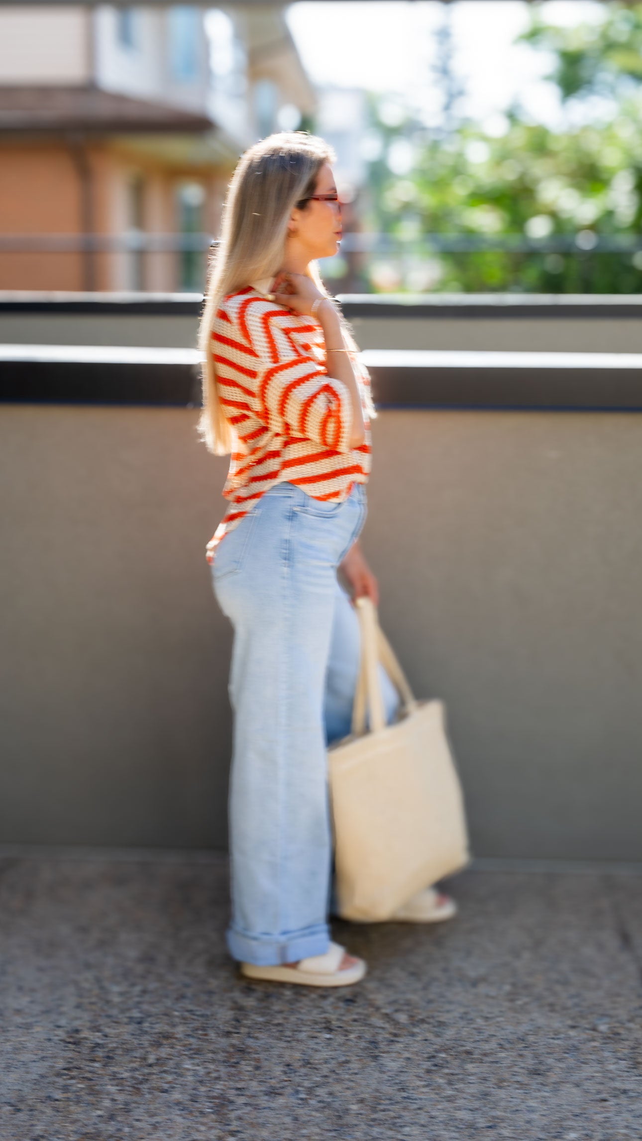 MAE CROCHET STRIPE TOP (ORANGE)