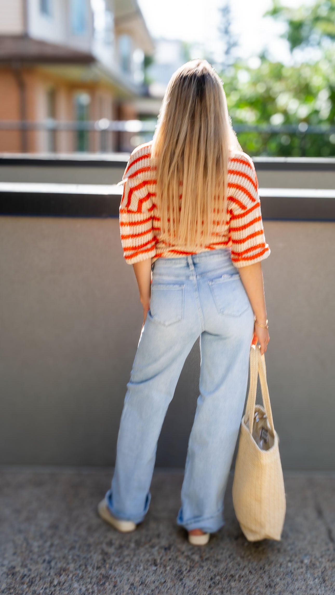 MAE CROCHET STRIPE TOP (ORANGE)