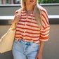 MAE CROCHET STRIPE TOP (ORANGE)