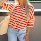 MAE CROCHET STRIPE TOP (ORANGE)