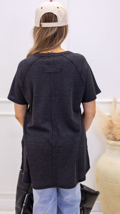 zenana knit charcoal t-shirt