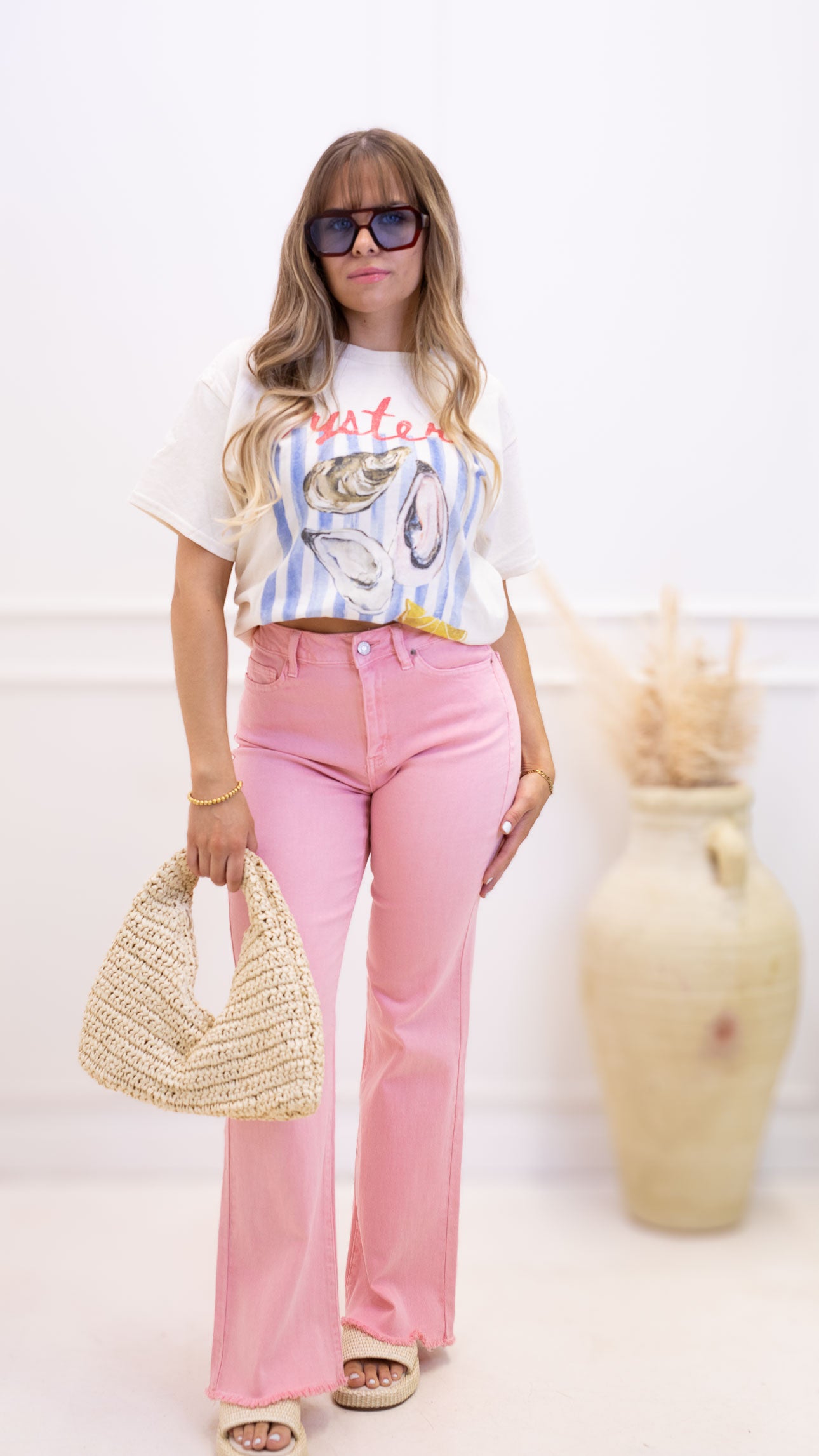 GWEN WASHED DENIM WIDE LEG JEAN | PINK