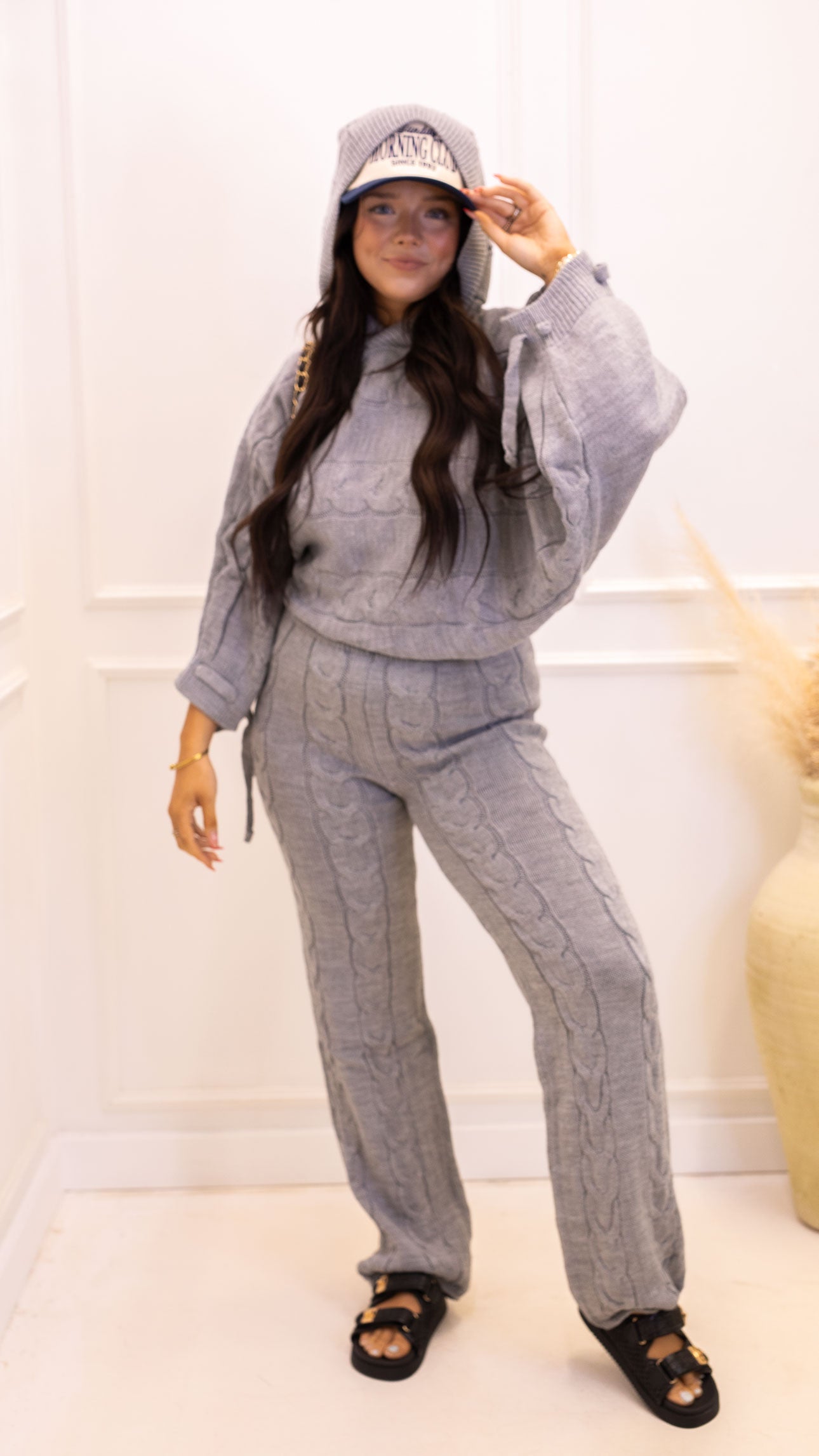 NEW DIOR CABLE KNIT LOUNGE SET (GREY)