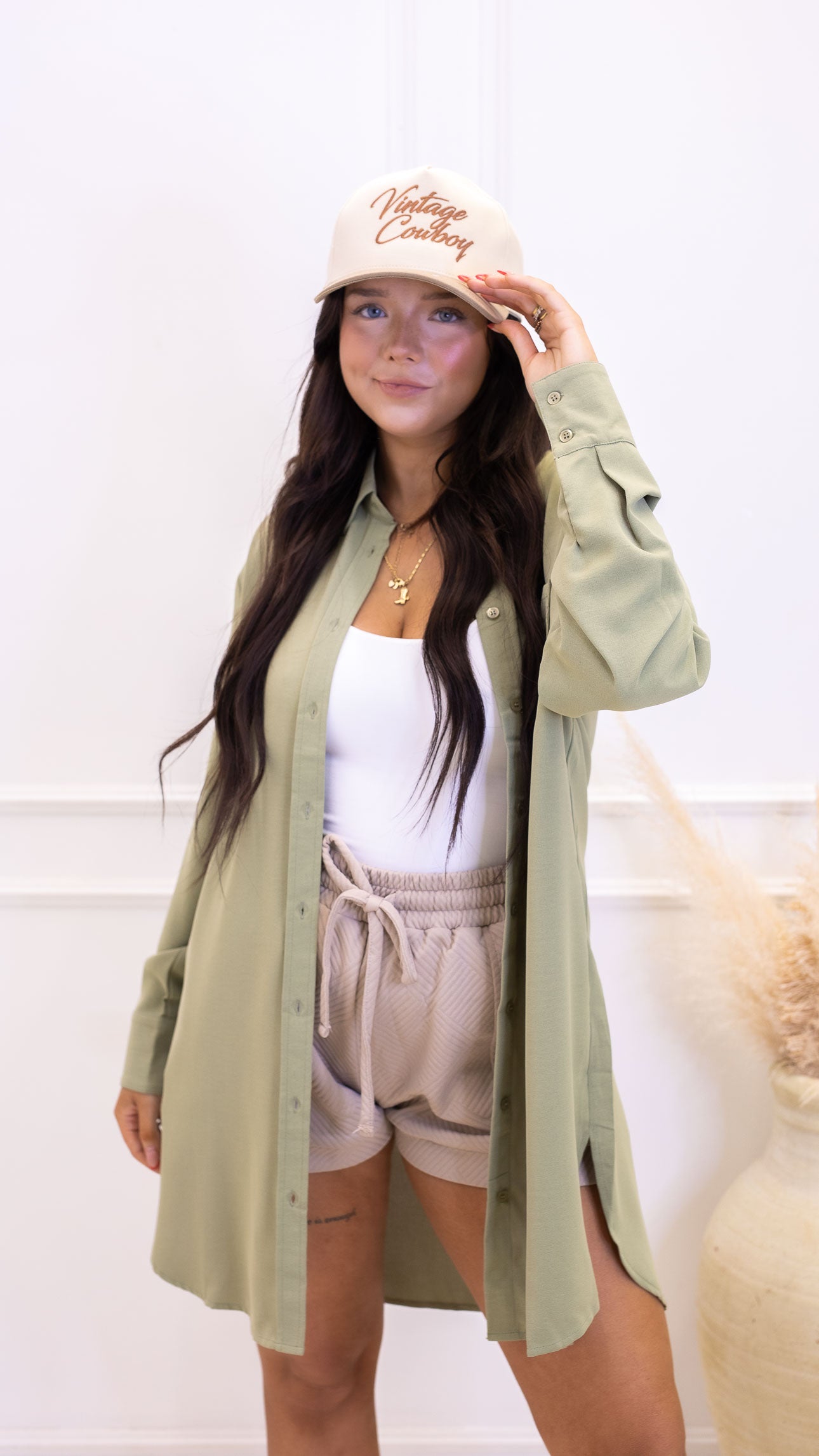 FIONA BUTTON UP SHIRT DRESS (SAGE GREEN)
