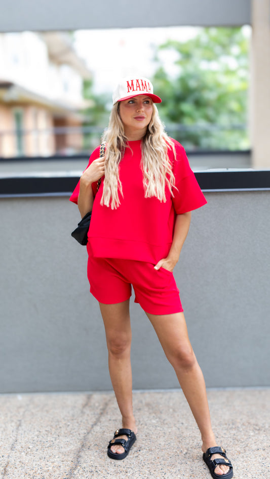 TALIN TWO PIECE SHORT SET (RED) | BEST SELLER