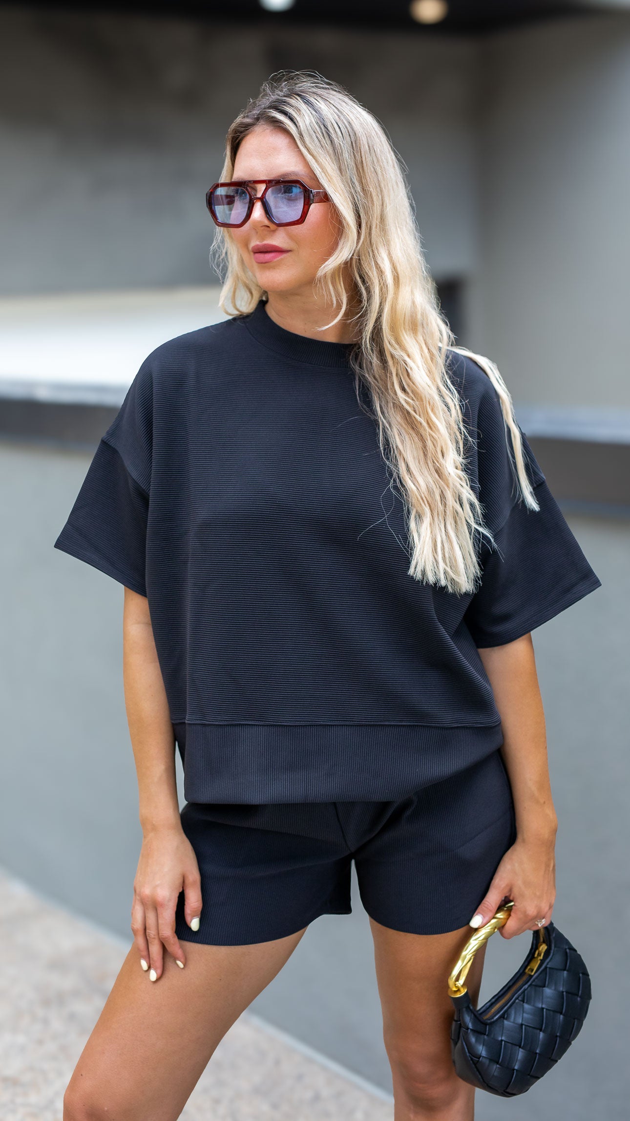 TALIN TWO PIECE SHORT SET (BLACK)