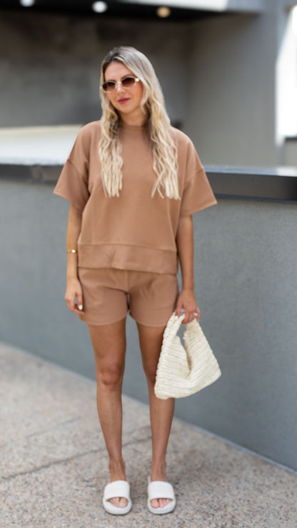 TALIN TWO PIECE SHORT SET (MOCHA)